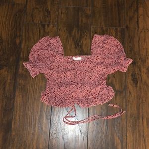 Pink & black patterned crop top